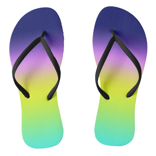 Ombre purple yellow green spring summer colours ri flip flops (Footbed)