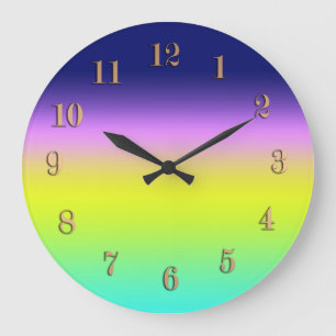 Ombre purple yellow green spring summer colours ri large clock