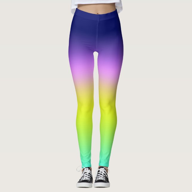 Ombre purple yellow green spring summer colours ri leggings (Front)