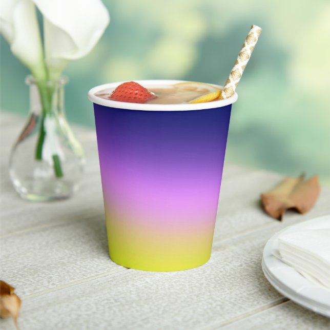 Ombre purple yellow green spring summer colours ri paper cups (Insitu)