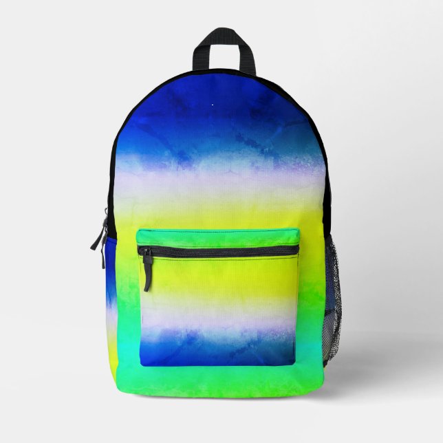 Ombre purple yellow green spring summer colours ri printed backpack (Front)