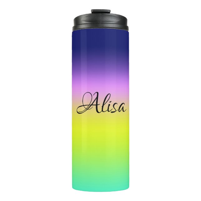 Ombre purple yellow green spring summer colours ri thermal tumbler (Front)