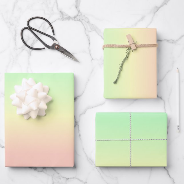 Ombre Rainbow Abstract Pastel Pattern Wrapping Paper Sheet (Front)