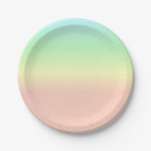 Ombre Rainbow Abstract Pastel Pink Pattern  Paper Plate