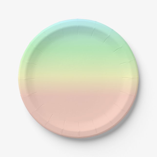 Ombre Rainbow Abstract Pastel Pink Pattern  Paper Plate (Front)