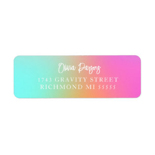 Ombre Rainbow Gradient Lettering Scripted Address