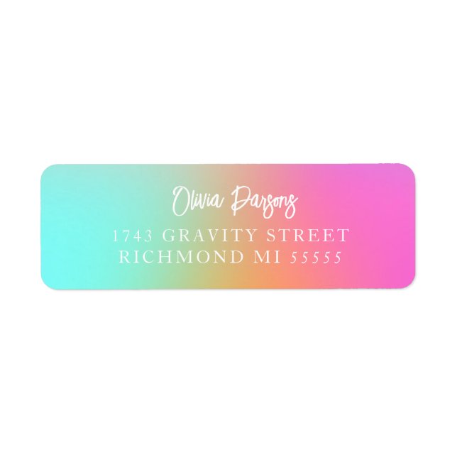 Ombre Rainbow Gradient Lettering Scripted Address (Front)