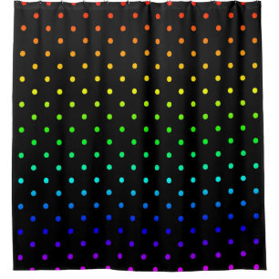 ombre rainbow polka dots gradient colourful shower curtain