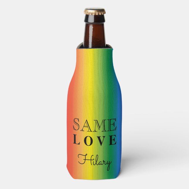 . Ombre Rainbow Pride Summer Party Personalised Bottle Cooler (Bottle Front)