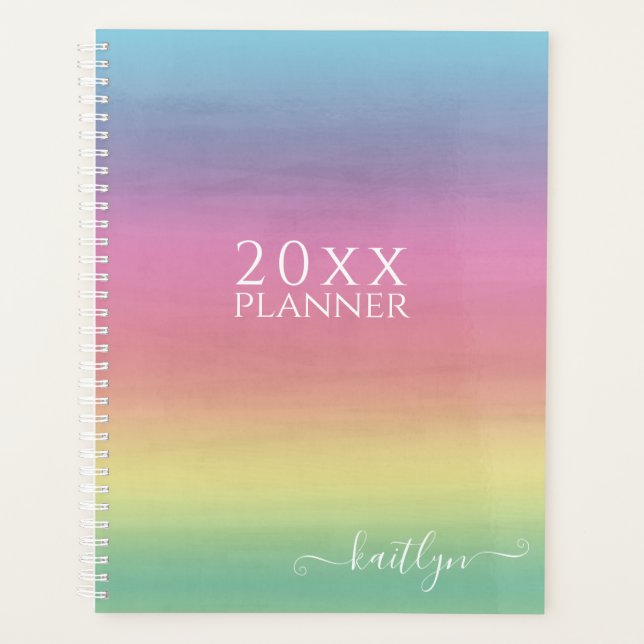 Ombre Rainbow Sky | Personalised Planner (Front)