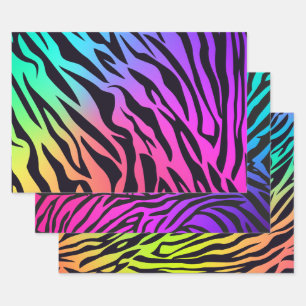 Ombre Rainbow Tiger Print Wrapping Paper Sheet