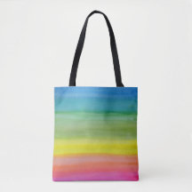 Ombre Rainbow Watercolor Print Tote