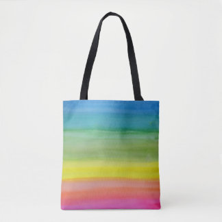 Ombre Rainbow Watercolor Print Tote