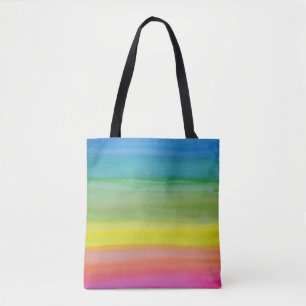 Ombre Rainbow Watercolor Print Tote Bag