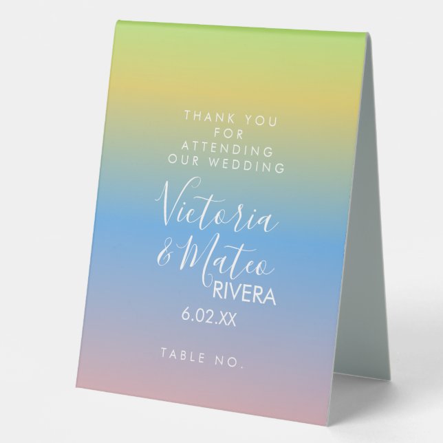 Ombre Rainbow Yellow Blue Pink Wedding   (Front)