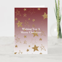 Ombre Red Gold Glitter Stars Christmas