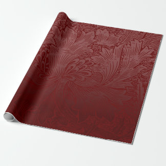 Ombré Rich Red Classic William Morris Floral Wrapping Paper
