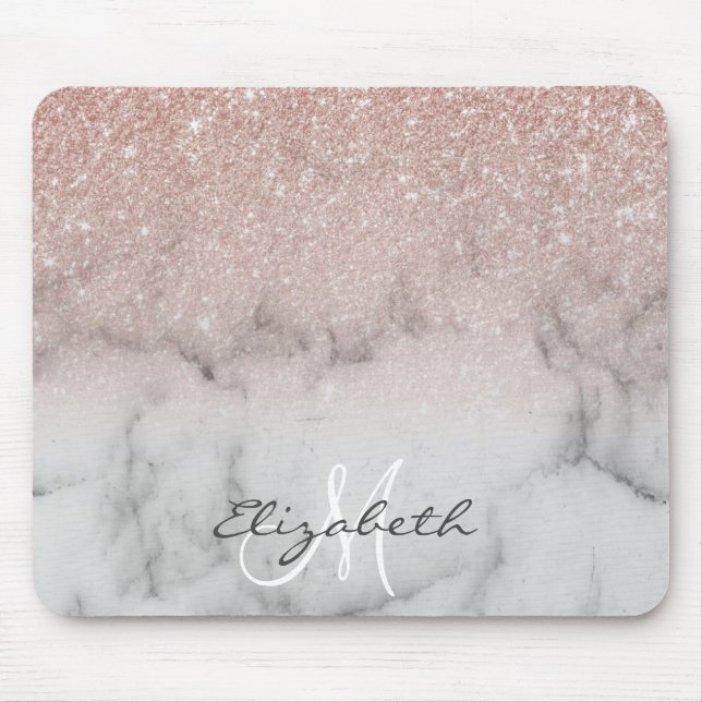 Ombre Rose Gold Glitter Classic Marble Mouse Mat (Front)