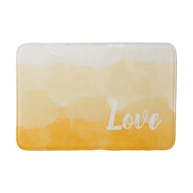 Ombre Saffron and Sunlight Yellow Love Gradient Bath Mat (Front)