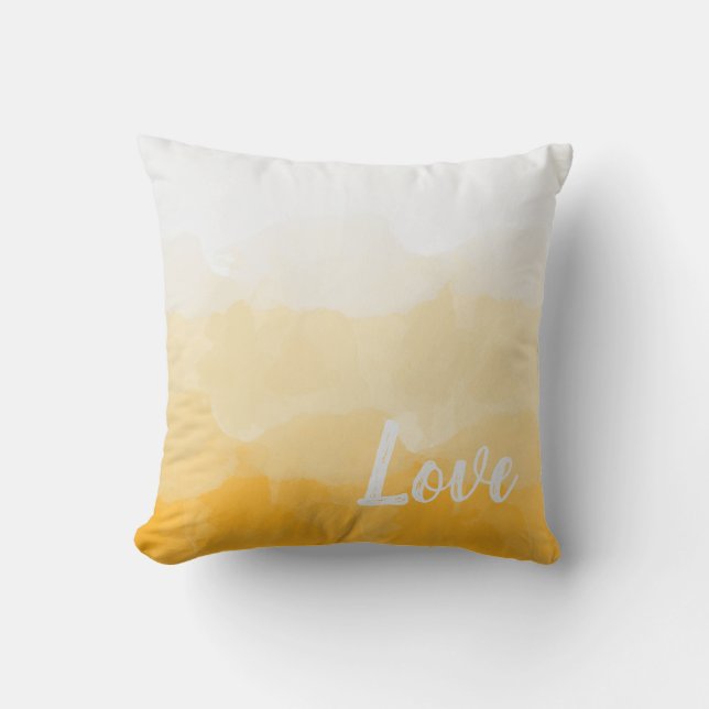 Ombre Saffron and Sunlight Yellow Love Gradient Cushion (Front)