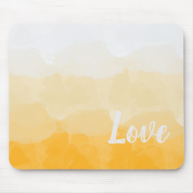 Ombre Saffron and Sunlight Yellow Love Gradient Mouse Mat (Front)