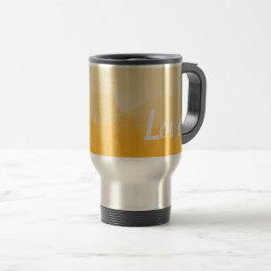 Ombre Saffron and Sunlight Yellow Love Gradient Travel Mug