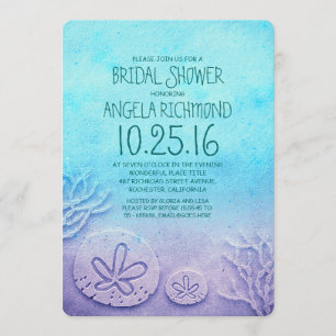 Ombre sand dollar beach bridal shower invitation