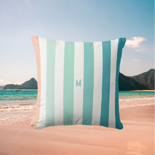 Ombre Sea Shore Stripe & Personalised Monogram Cushion