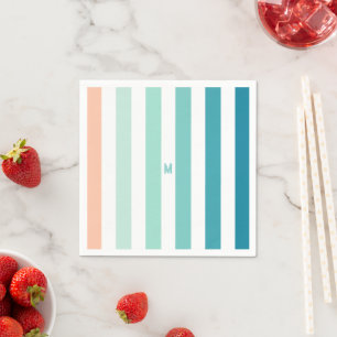 Ombre Sea Shore Stripe & Personalised Monogram Napkin