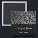 Ombre silver and Black Swirling Border Wedding Magnet<br><div class="desc">ombre silver and Black Swirling Border Wedding design</div>