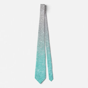 Ombre Silver Blue Trendy Glitter Tie