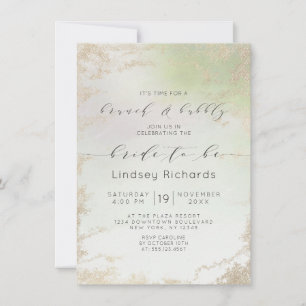 Ombre Spring Green Gold Brunch & Bubbly Shower Invitation
