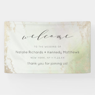 Ombre Spring Green Gold Foil Frost Wedding Welcome Banner