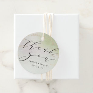 Ombre Spring Green Gold Foil Wedding Thank You Favour Tags