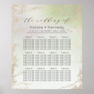 Ombre Spring Green Wedding Table Seating Chart
