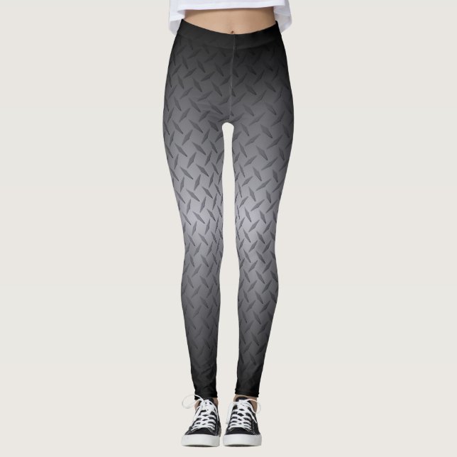 Ombre Steel Diamond Plate Pattern Leggings (Front)