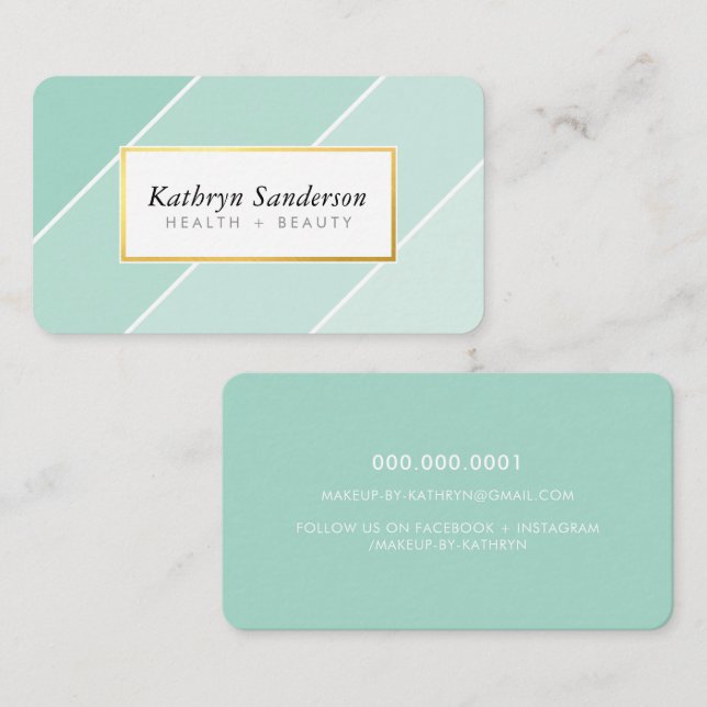 OMBRE STRIPE modern stylish chic cute mint green Business Card (Front/Back)