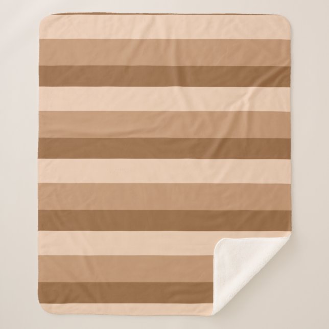 Ombre stripes in coffee brown tones sherpa blanket (Front)