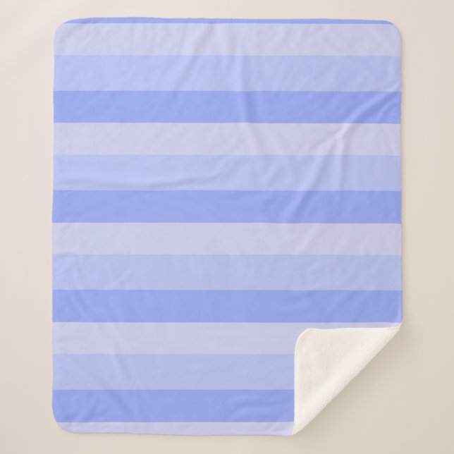 Ombre stripes in periwinkle blue tones sherpa blanket (Front)