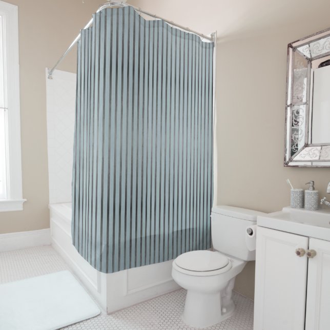 Ombre Stripes Pattern Shower Curtain (In Situ)