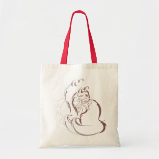 Ombre sun, lion and cat silhouettes tote bag