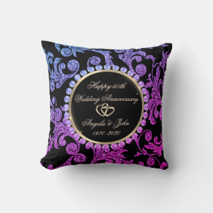 Ombre Swirls,Heart 50th Wedding Anniversary Cushion
