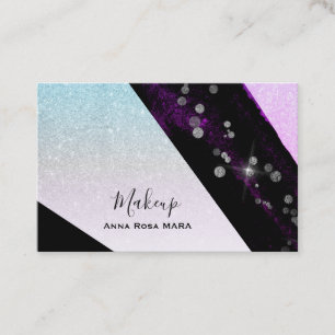 *~* Ombre Teal Pink Glitter Geometric Chic Girly Business Card