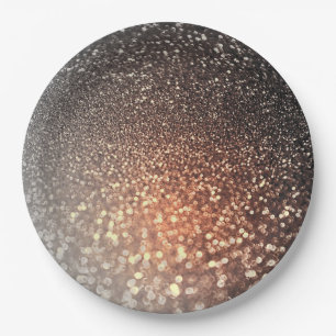 Ombre terracotta copper sparkle shiny glitter paper plate