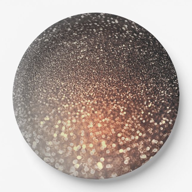 Ombre terracotta copper sparkle shiny glitter paper plate (Front)