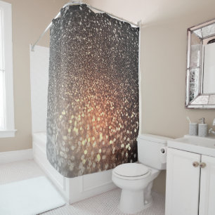 Ombre terracotta copper sparkle shiny glitter shower curtain