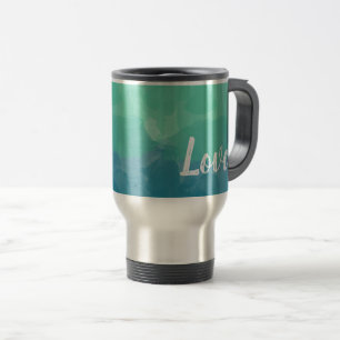 Ombre Turquoise Blue and Neo Mint Love Gradient Travel Mug