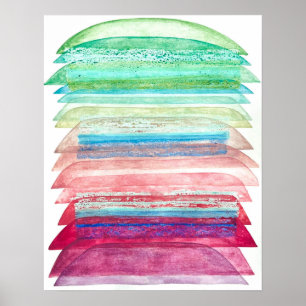Ombre Watercolor and Oil Pastel Painting Poster