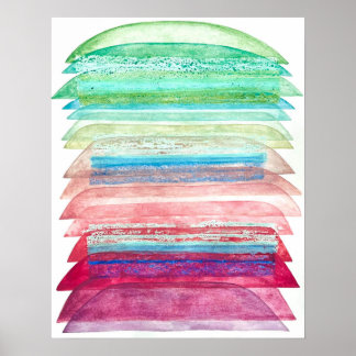 Ombre Watercolor and Oil Pastel Painting  Poster
