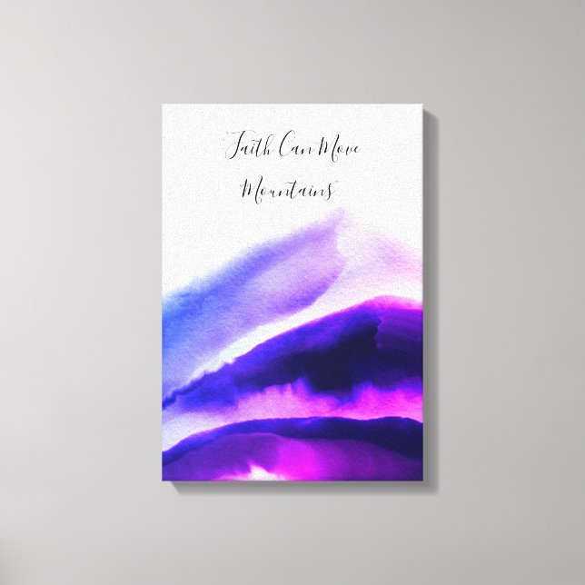 Ombre Watercolor Blue and Pink Mountains Canvas Print (Front)